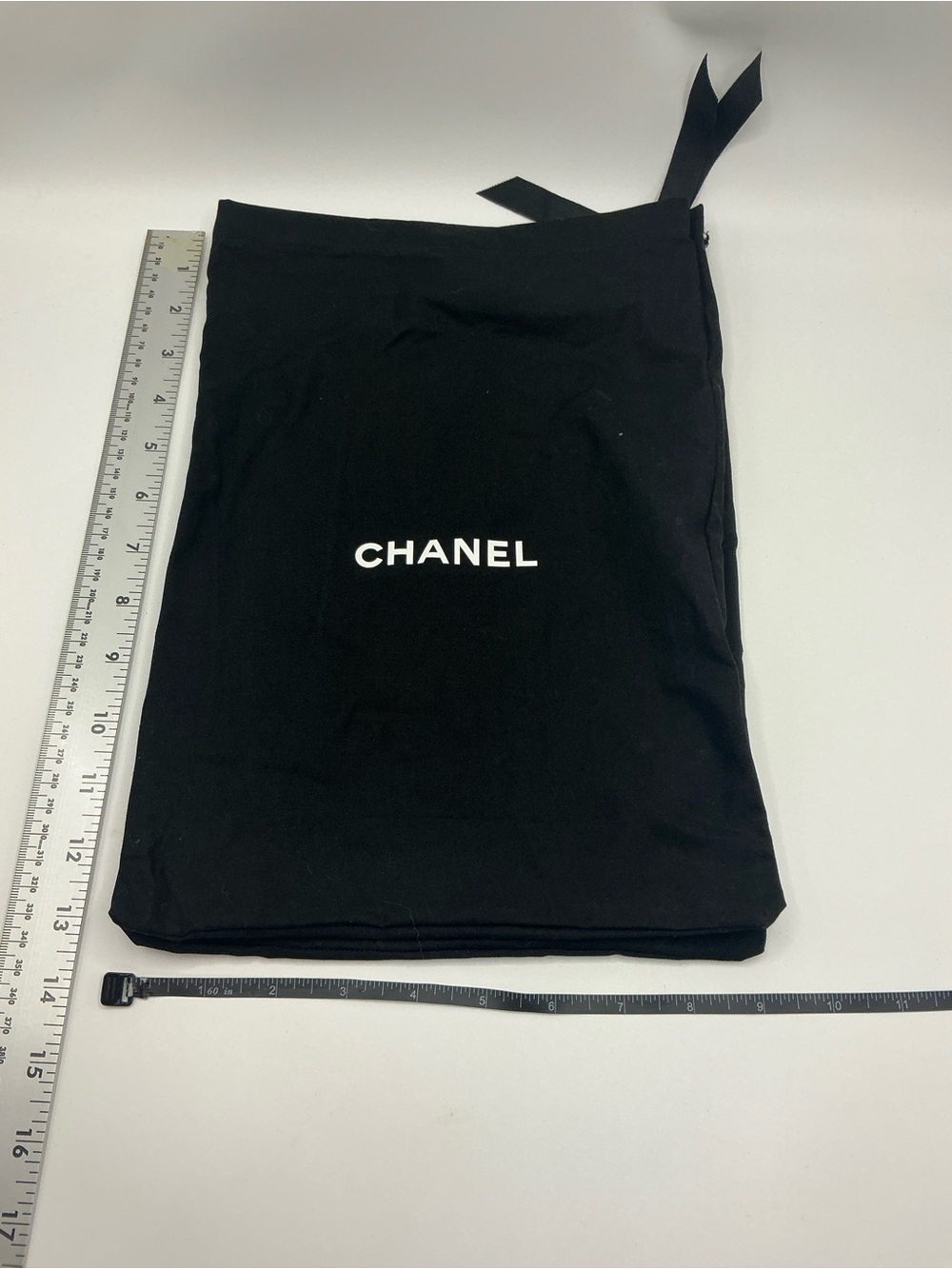 NEW CHANEL Black Drawstring Dust Bag with White Logo size 38-39(8-9) US